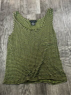 Green and Brown Striped Scoop Tank